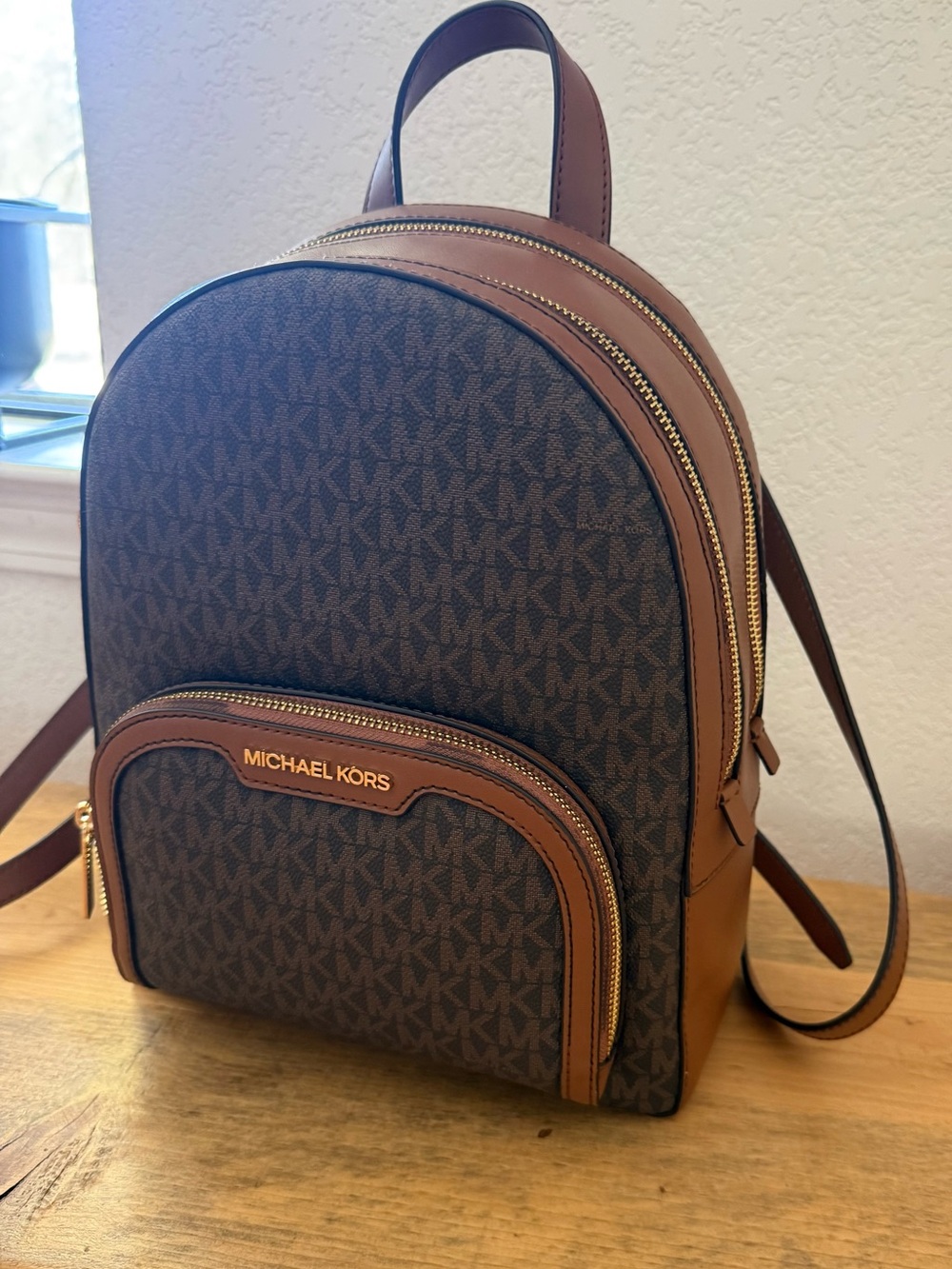 Michael Kors Brown and Tan Signature Mini Backpack